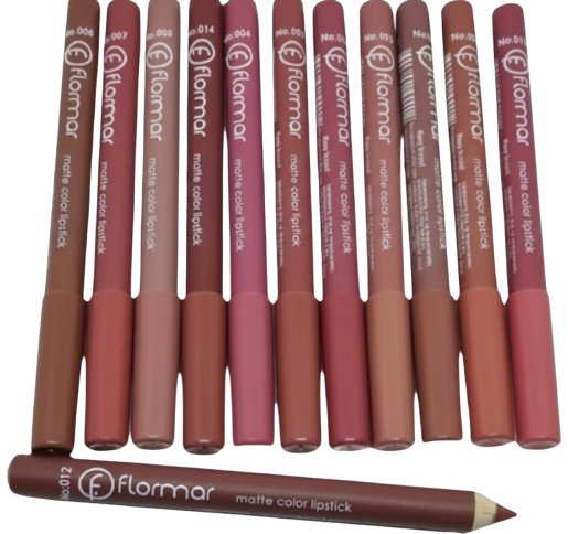 Flormar 12 Colors Waterproof Lipstick/Lipliner Pens